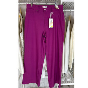 YMI Women's Size XL High Rise Stretch Wide Leg Fuchsia Pants #0359